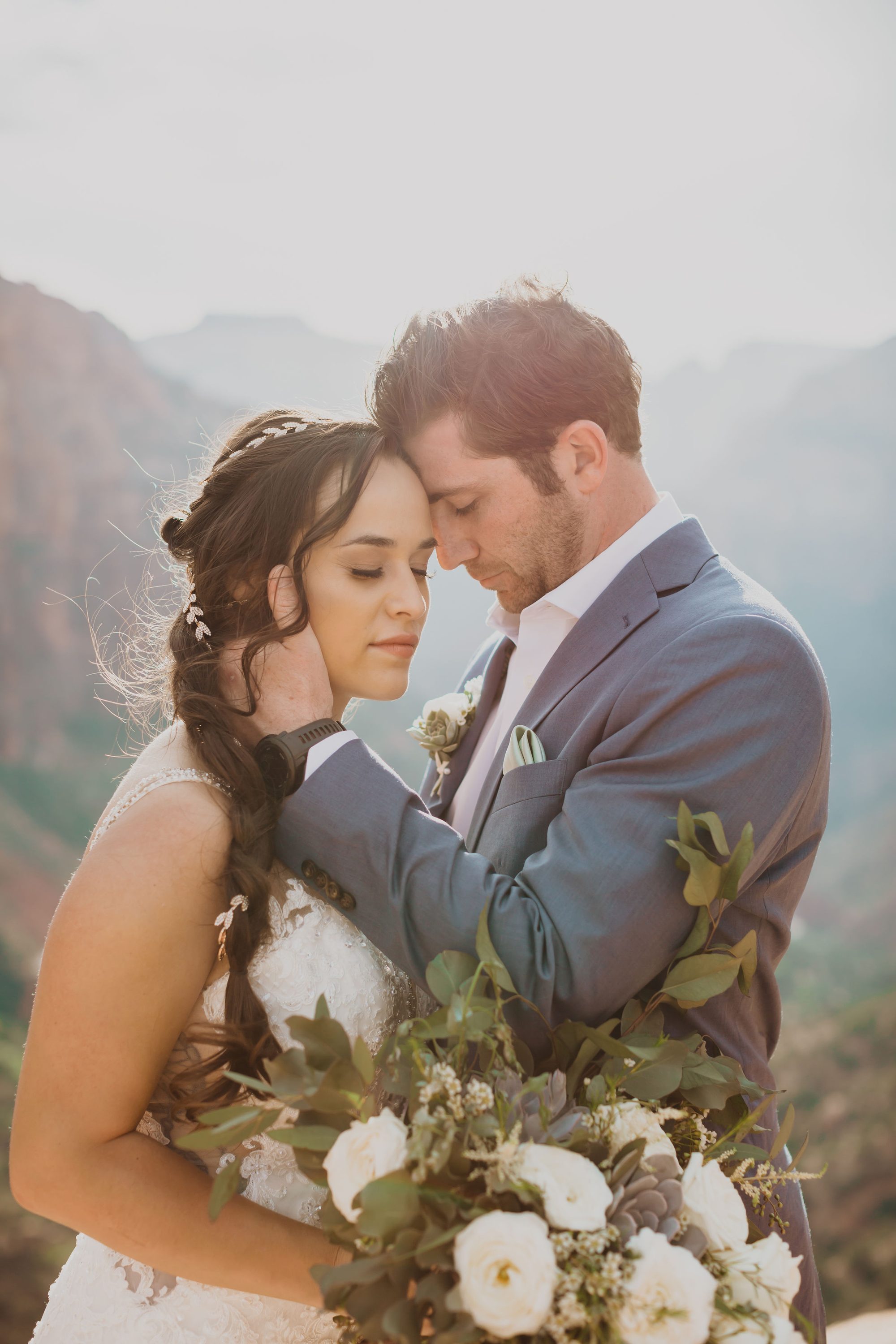 Intimate moment in Zion canyon light