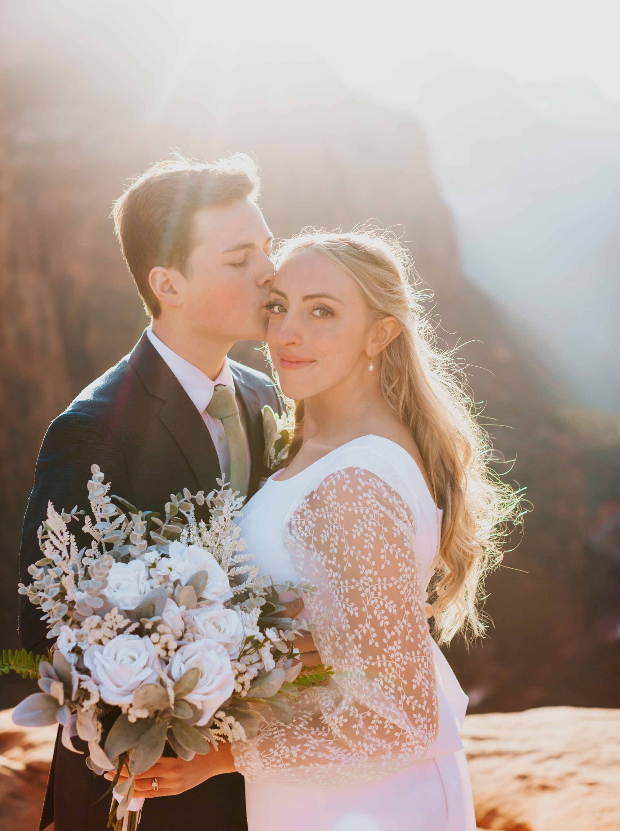 Annabelle and Jason bride and groom Zion elopement