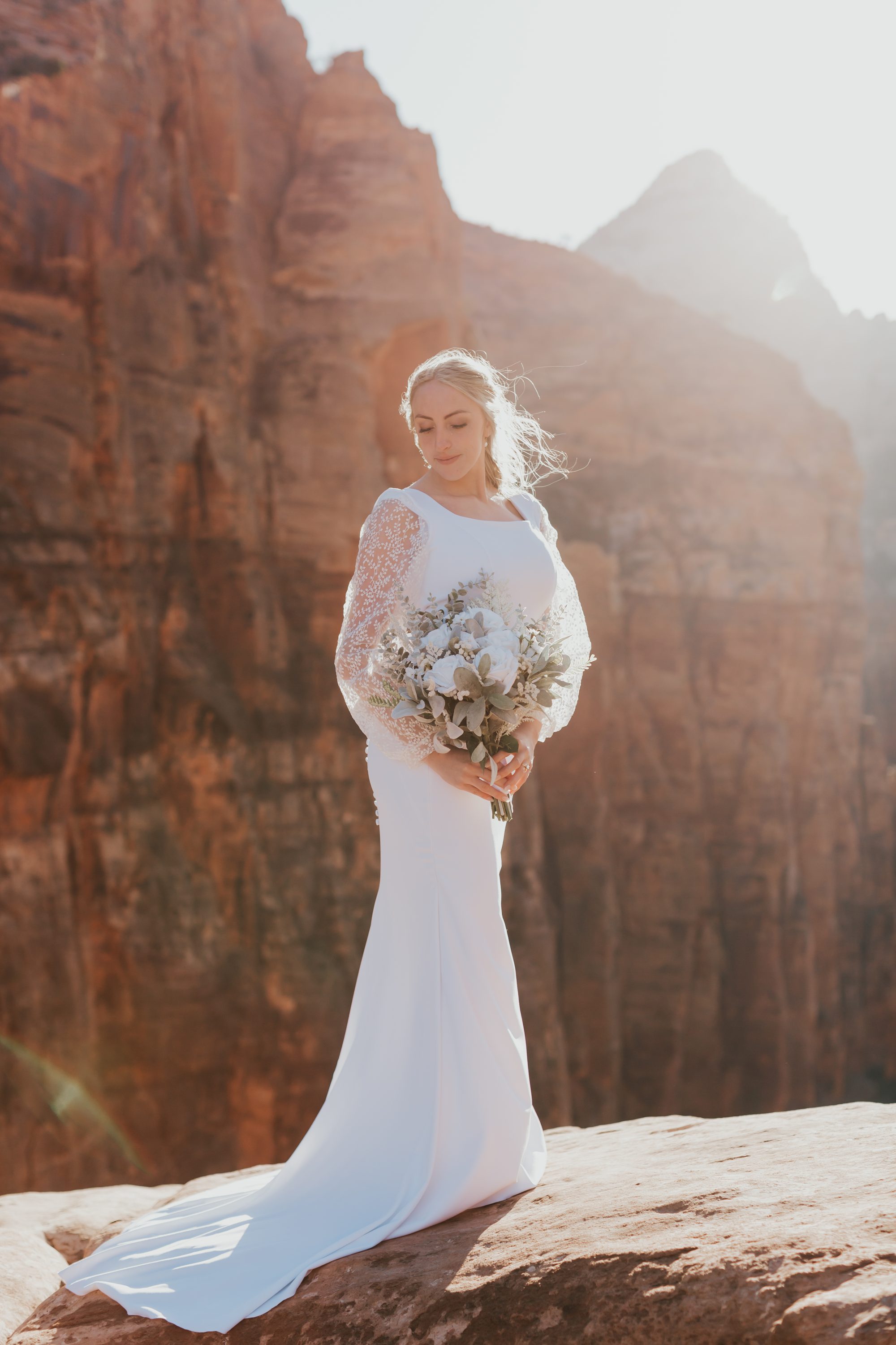 Annabelle and Jason elopement portrait Zion Utah