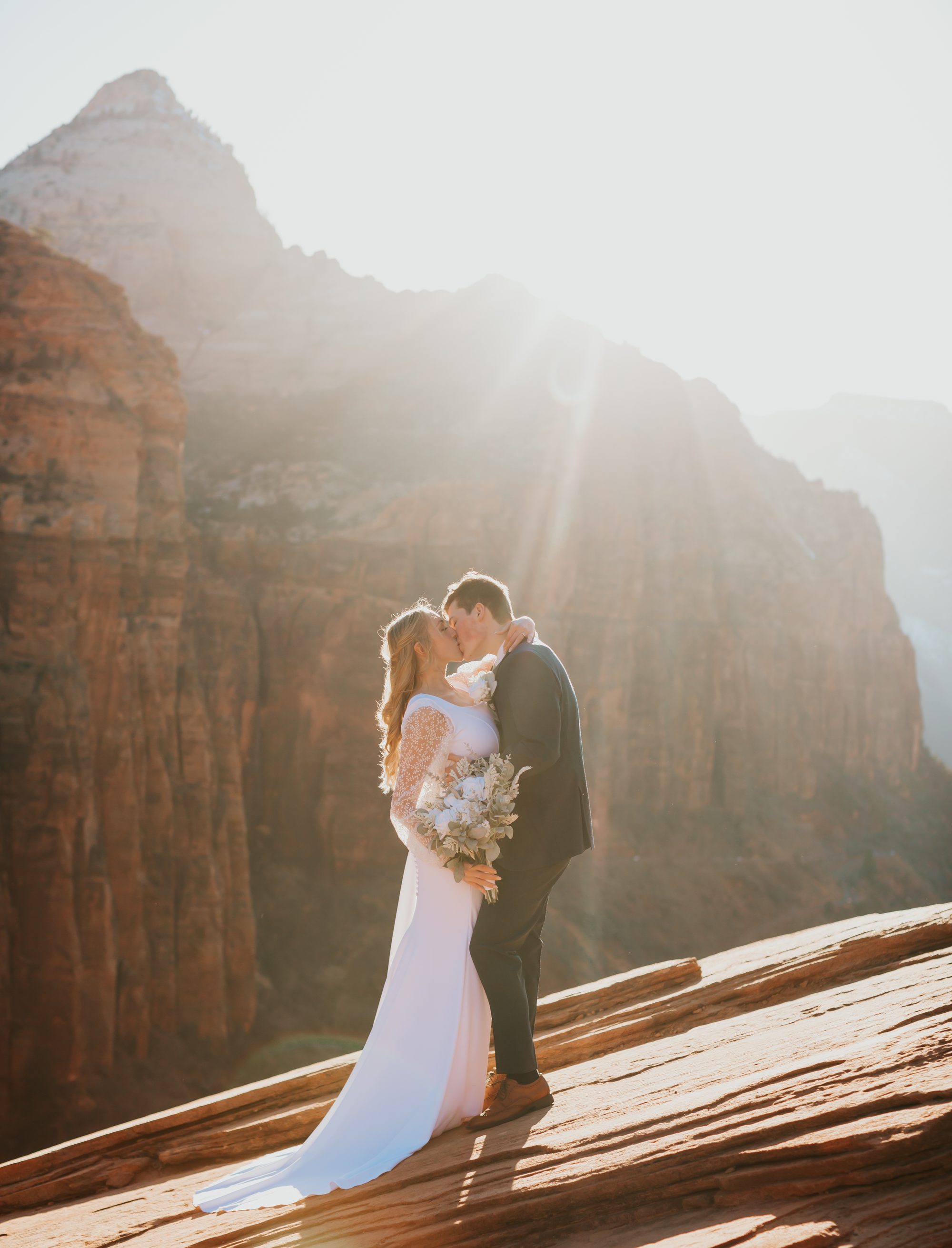 Annabelle and Jason on Zion red rock elopement