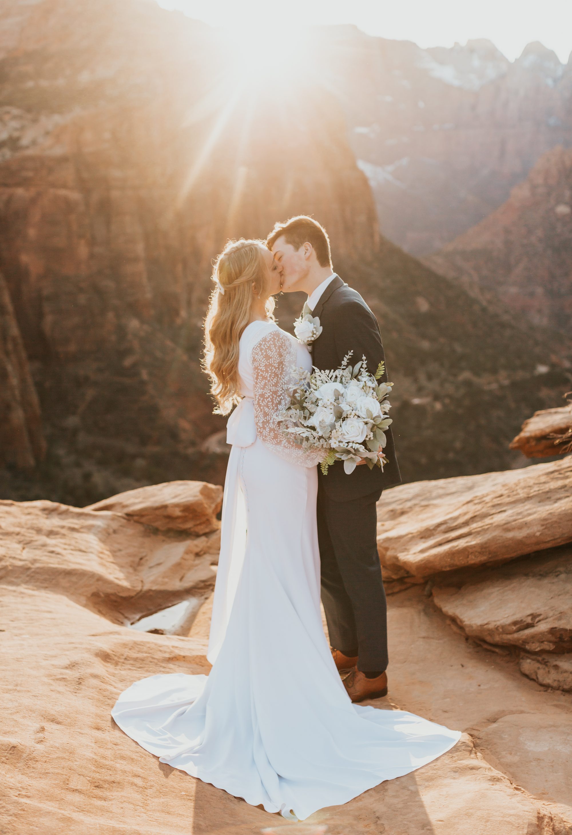 Annabelle and Jason elopement rings Zion Utah