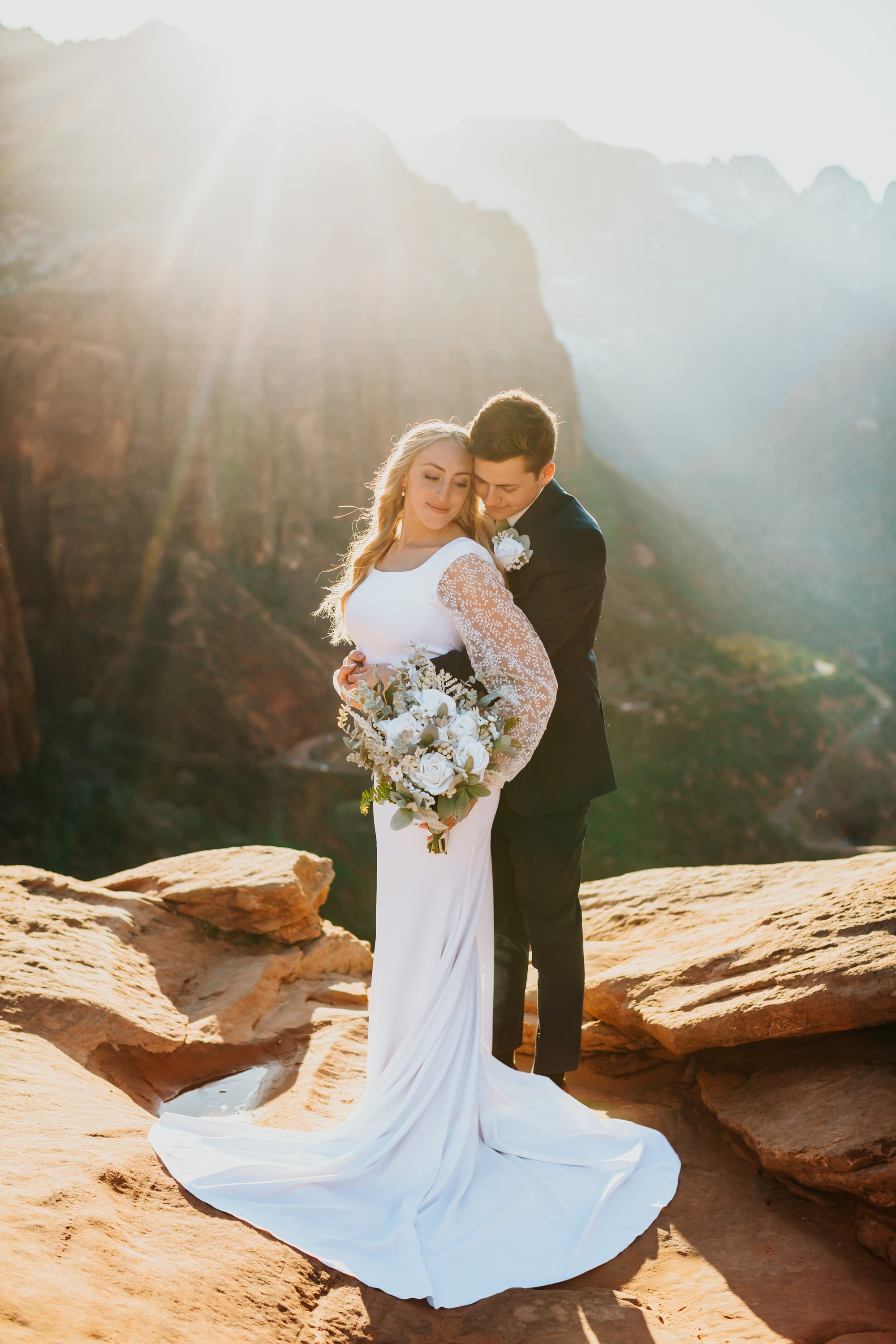 Sunset elopement portraits Zion National Park