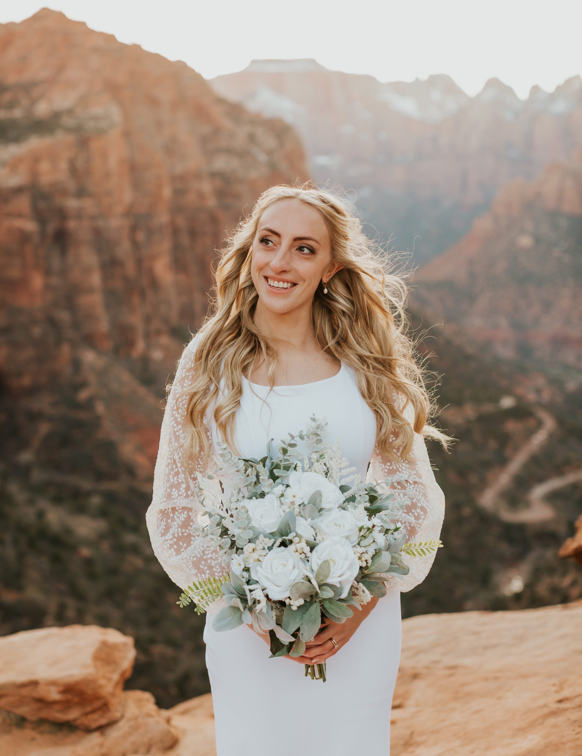 Annabelle and Jason together Zion canyon elopement