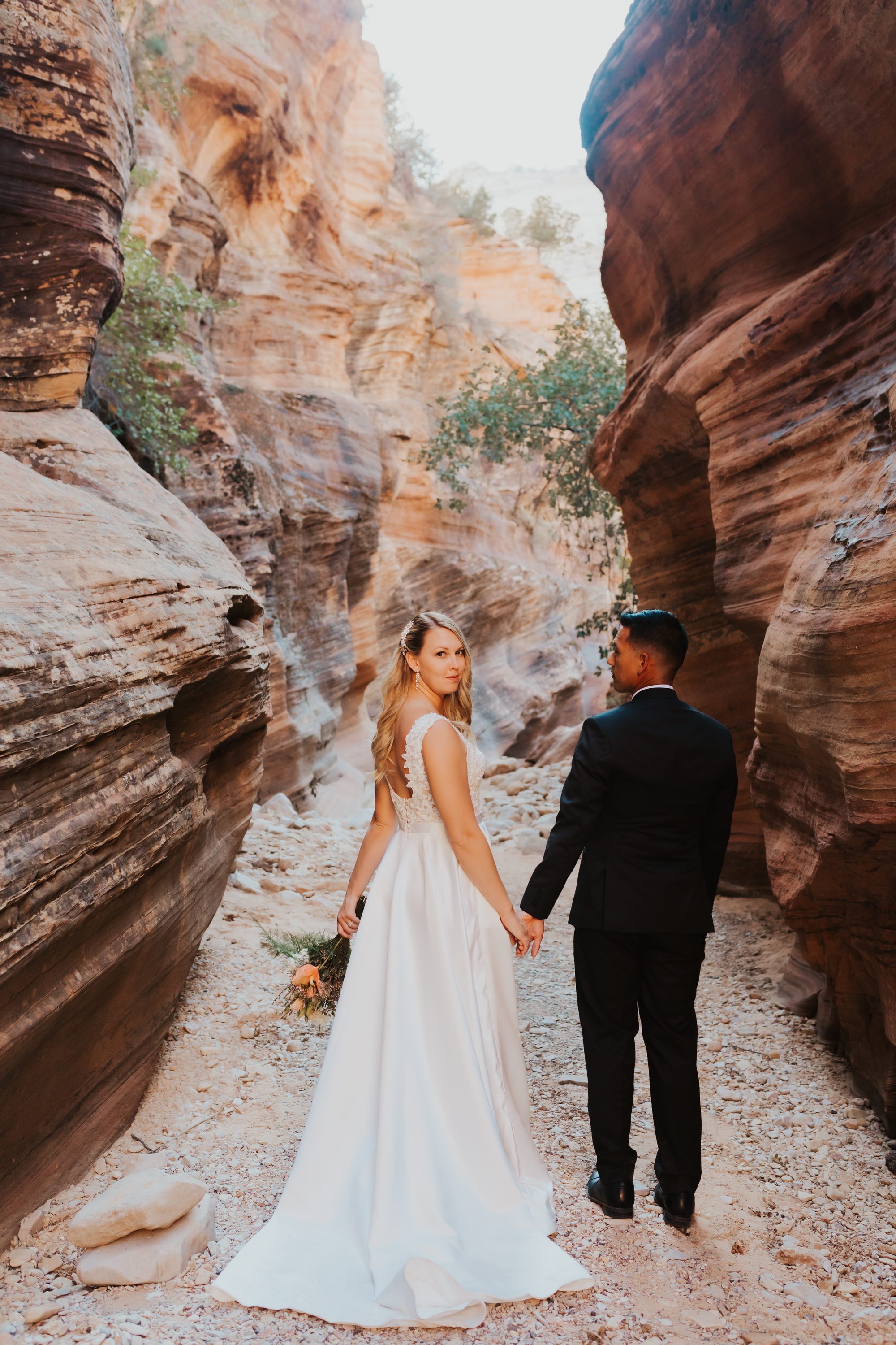 Kate and Manny red rock Zion wedding portraits
