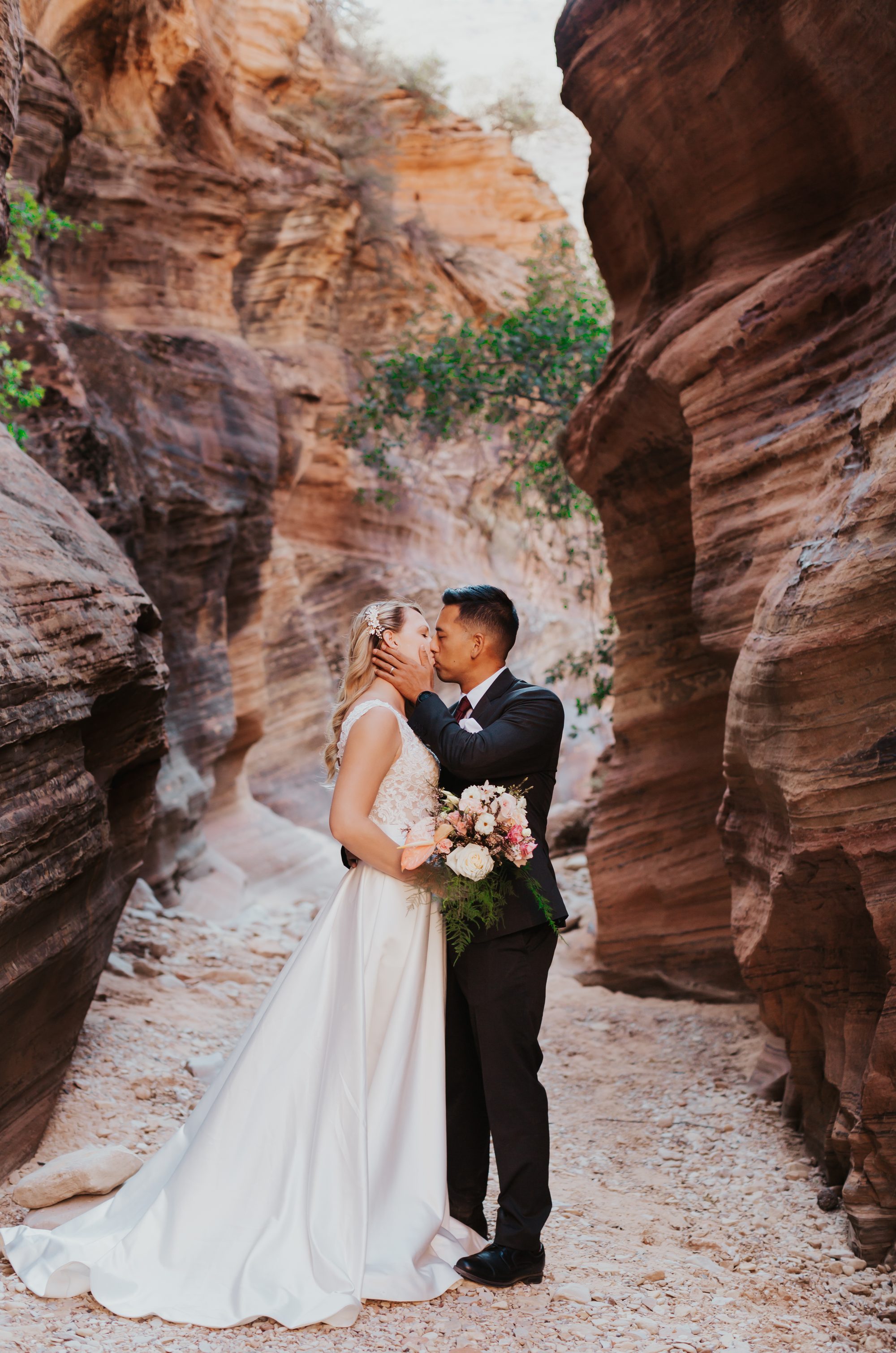 Kate and Manny together Zion National Park wedding