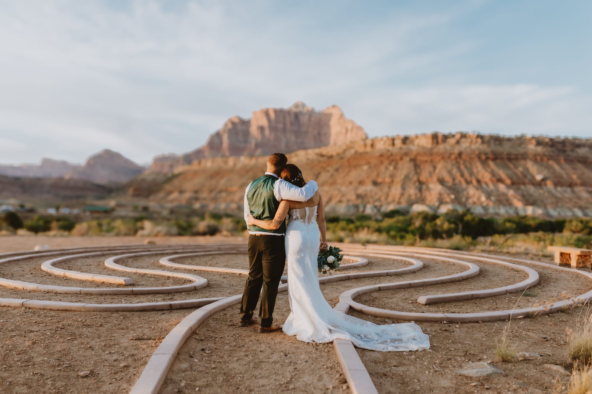 Couple overlooking Zion at sunset